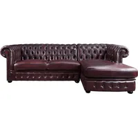 Vente-unique Chesterfield Ecksofa - Ecke Rechs - Büffelleder -