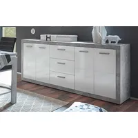 HBZ »Stone weiß Hochglanz, Wohnzimmerschrank BxHxT 206x90x45 cm«, (1