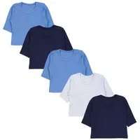 TupTam Baby Jungen Langarmshirt 5er Set, Farbe: Blau grau