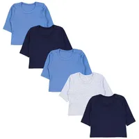 TupTam Baby Jungen Langarmshirt Gestreift 5er Set, Farbe: Blau