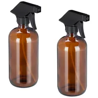 Relaxdays 4 x Sprühflasche Glas, Braun