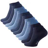 STARK SOUL 10 Paar Essentials Sneaker Socken, Baumwolle, Blautöne,