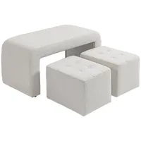 Homcom Fußhocker 3 tlg., Ottomane mit 3 Hockern, Fußstütze,