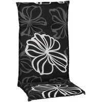 Nyvi Gartenstuhl-Auflage Barcelona – Hochlehnerauflage für Gartenstühle Dessin:Black Flower;Anzahl:4er