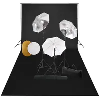 VidaXL Fotostudio-Set mit Leuchten Schirmen Hintergrund Reflektor