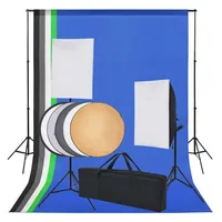 VidaXL Fotostudio-Set 5 farbige Hintergründe & 2 Softboxen