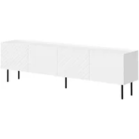 Mirjan24 Lucca TV-Lowboard 200x59x40 cm Weiß PVC/Stahl/MDF/Melamin/Holzwerkstoff