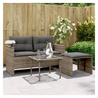 VidaXL 3-tlg. Garten-Sofagarnitur mit Kissen Grau Poly Rattan