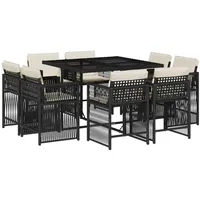 VidaXL Garten-Essgruppe 9-tlg. Schwarz