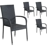 LC Garden »Lübeck« 4er Set Stapelstuhl schwarz Armlehnstuhl Balkonstuhl