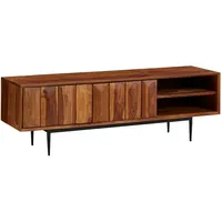 KADIMA DESIGN TV-Kommode, Sheeshamholz, bis 55 Zoll, Push-to-Open, Edelstahlbeine.