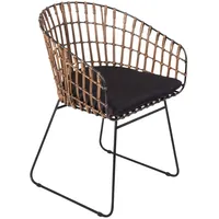 Möbelliebling Esszimmerstuhl Armlehnenstuhl Rattan Farbe braun inkl. Kissen LIMA