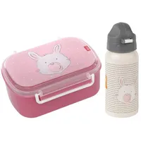 Sigikid Kindergarten-Set Trinkflasche & Brotdose Pink/Beige Hase,Onesize