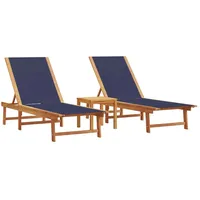 VidaXL Sonnenliegen 2 Stk. mit Tisch Blau Massivholz Akazie