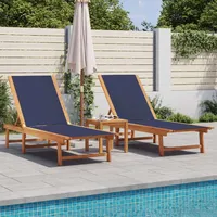 VidaXL Sonnenliegen 2 Stk. Blau Massivholz Akazie und Textilene
