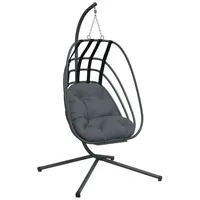 VidaXL Hängesessel Ei-Design mit Ständer Anthrazit Stahl
