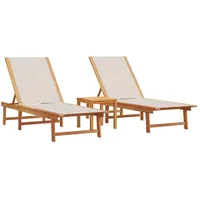 VidaXL Sonnenliegen 2 Stk. mit Tisch Grau Massivholz Akazie