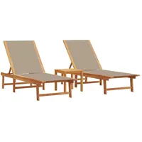 VidaXL Sonnenliegen 2 Stk. mit Tisch Taupe Massivholz Akazie