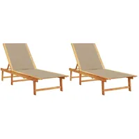 VidaXL Sonnenliegen 2 Stk. Taupe Massivholz Akazie und Textilene