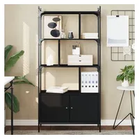 VidaXL Bücherregal mit Türen Schwarz 76,5x30x154,5 cm Holzwerkstoff