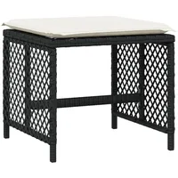 VidaXL Gartenhocker mit Kissen 4 Stk. Schwarz 41x41x36 cm