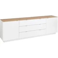 Stella Trading Mid.you Lowboard, Weiß, Eiche Artisan Holzwerkstoff, 3