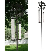 Cepewa Gartenwetterstation Barometer Regenmesser Thermometer Windgeschwindigkeit 150 cm