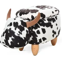 Homcom Tierhocker Dekohocker mit Stauraum Polsterhocker, im Schweinchen-Design Schwarz