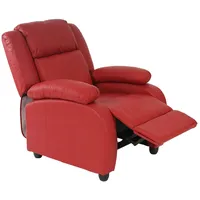 Mendler Fernsehsessel Relaxsessel Liege Sessel Lincoln, Kunstleder ~ rot