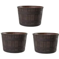 H&D Manufaktur Jinfa 3er-Set Blumenkübel aus Kunststoff in Holzoptik