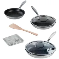 STONELINE Silverstar Edelstahl Pfannen-Set 7-teilig 20/24/28 | mit Deckeln