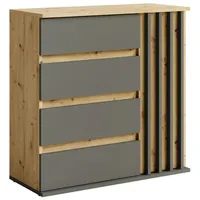 Feldmann-Wohnen Kommode, Braun, Holz, 1 Fächer, 4 Schubladen, Rechteckig,