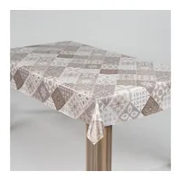Laro Wachstuch-Tischdecke Wachstischdecke Gartentischdecke Mustergeflecht Beige Braun, Muster:Mustergeflecht Beige
