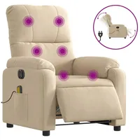 VidaXL Massagesessel Elektrisch Creme Mikrofasergewebe