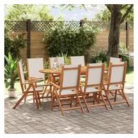 VidaXL 9-tlg. Garten-Essgruppe Massivholz Akazie und Textilene