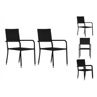 VidaXL Garten-Essstühle 2 Stk. Stapelbar Schwarz Poly Rattan