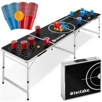 Tectake tectake® Bierpong-Tisch, aus Aluminium, bodenschonende Kunststofffüße, inklusive 100