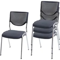 MCW 4er-Set Besucherstuhl H401, Konferenzstuhl stapelbar, Stoff/Textil ~ Sitz