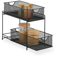 Relaxdays Küchen Organizer mit 2 Ausziehkörben Schwarz