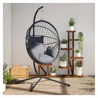 VidaXL Hängesessel Ei-Design mit Ständer Hellgrau Rattan und Stahl