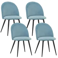 Albatros Esszimmerstühle mit Samt-Bezug 4er Set Blau - Stilvolles