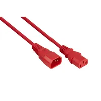 Kabelmeister Kaltgeräteverlängerung Kaltgeräte-Stecker C14 an Kaltgeräte-Buchse C13, rot, 1,00mm2,