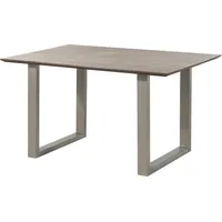 MASSIVMOEBEL24.DE Esstisch Akazie 160x90 grau lackiert / U-Beine silber