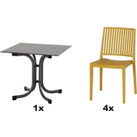 Siena Garden Gartenmöbel Set Lane 5-teilig 4 Stühle und