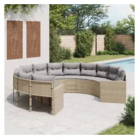 VidaXL Gartensofa mit Kissen Rund Beige Poly-Rattan