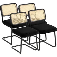 Vevor Rattan-Stühle, 4er-Set, Mid-Century Modern Esszimmerstuhl, gepolsterter Samt-Akzentstuhl mit