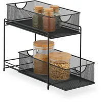 Relaxdays Küchen Organizer, 2 Ausziehkörbe, Etagenregal aus Metall, H