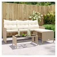 VidaXL Gartensofa in L-Form mit Tisch und Kissen Beige