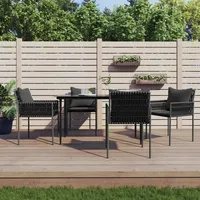VidaXL Gartenstühle mit Kissen 4 Stk. Schwarz 54x61x83 cm