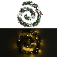 VidaXL Weihnachtsgirlande mit LED-Lichtern Grün 2,7 m PVC